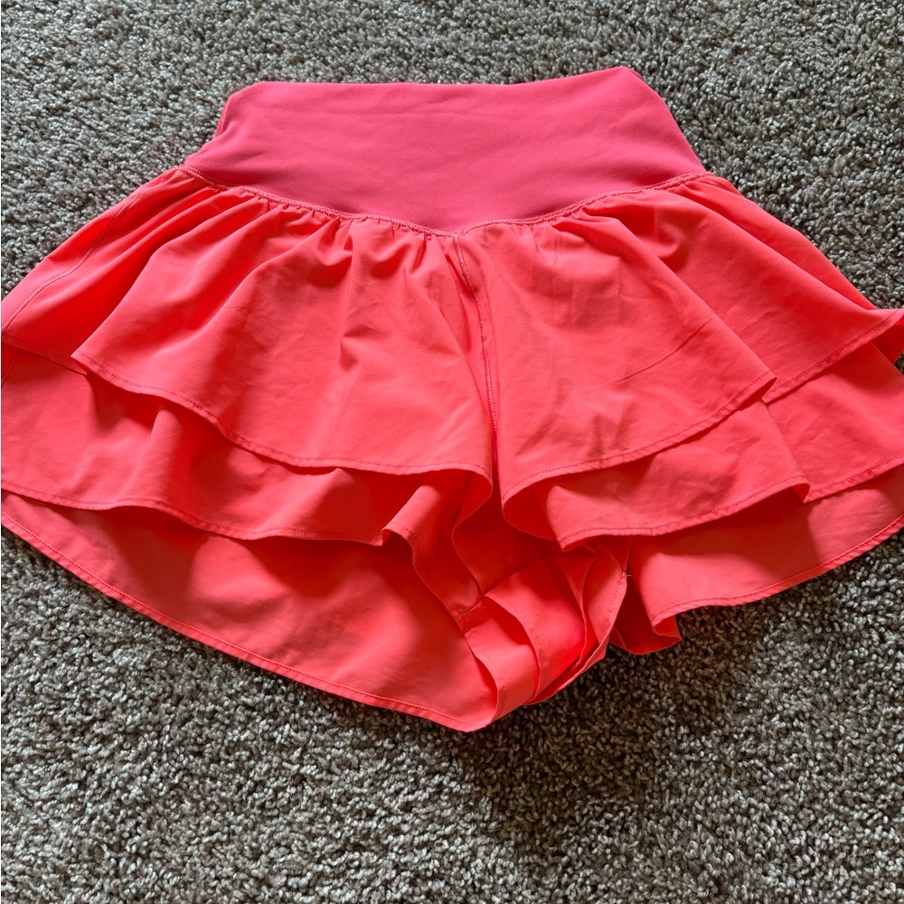 Aerie Pink Ruffled Skorts with Flowy Layers